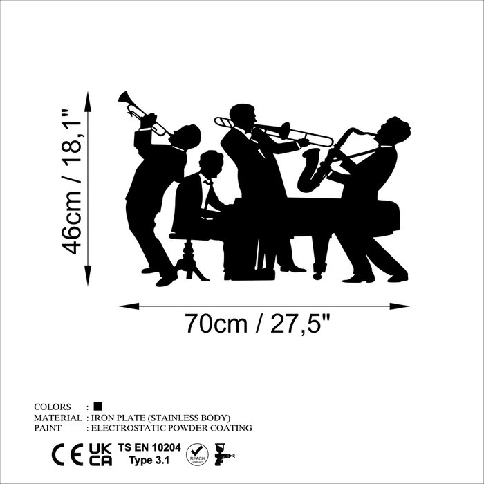 Wallity L Accesorio Decorativo de Pared de Metal Negro 70x46 cm